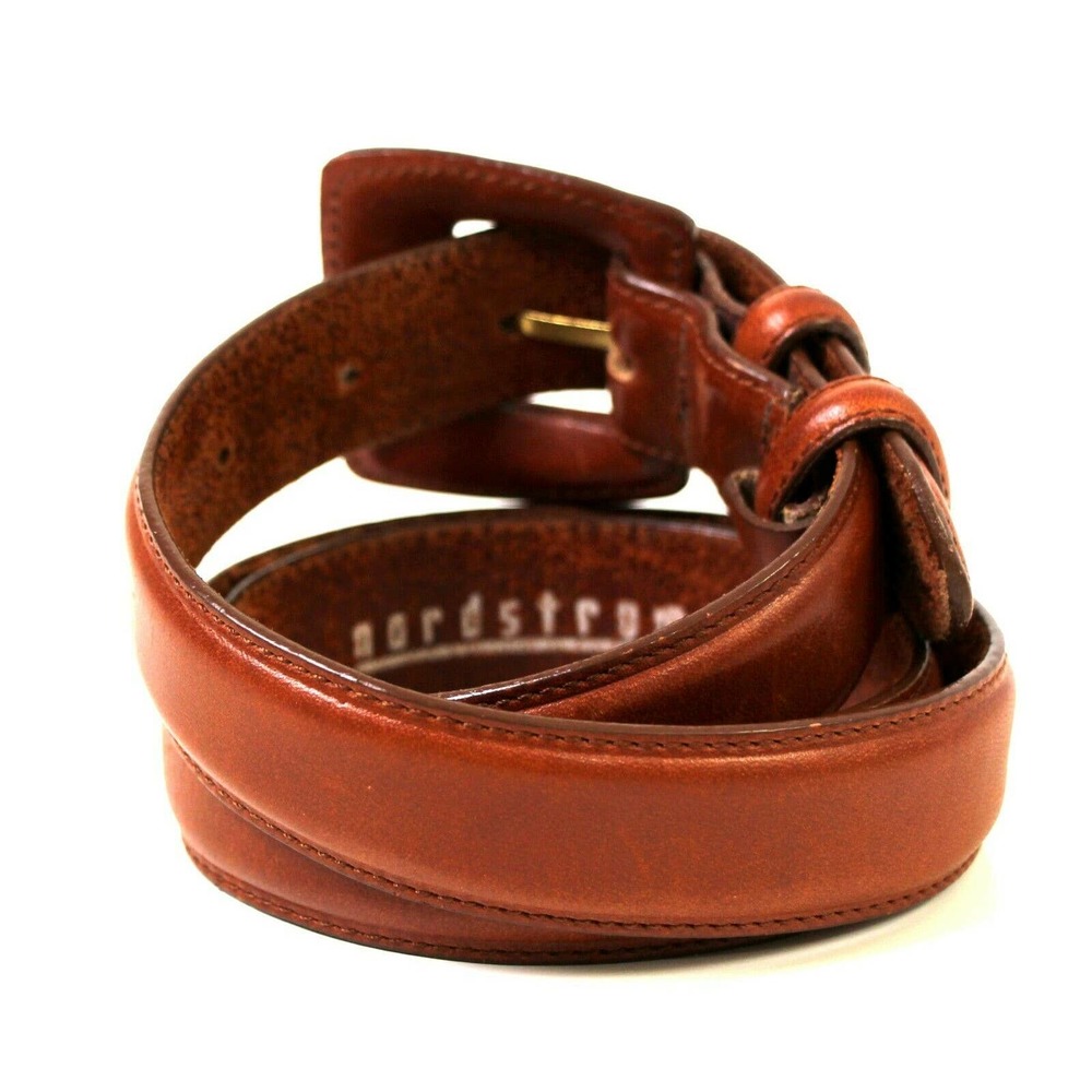 VTG Nordstrom BROWN GENUINE LEATHER 1 1/8"Wd CASUAL DRESS WOMEN'S BELT XL (41D - Picture 4 of 10